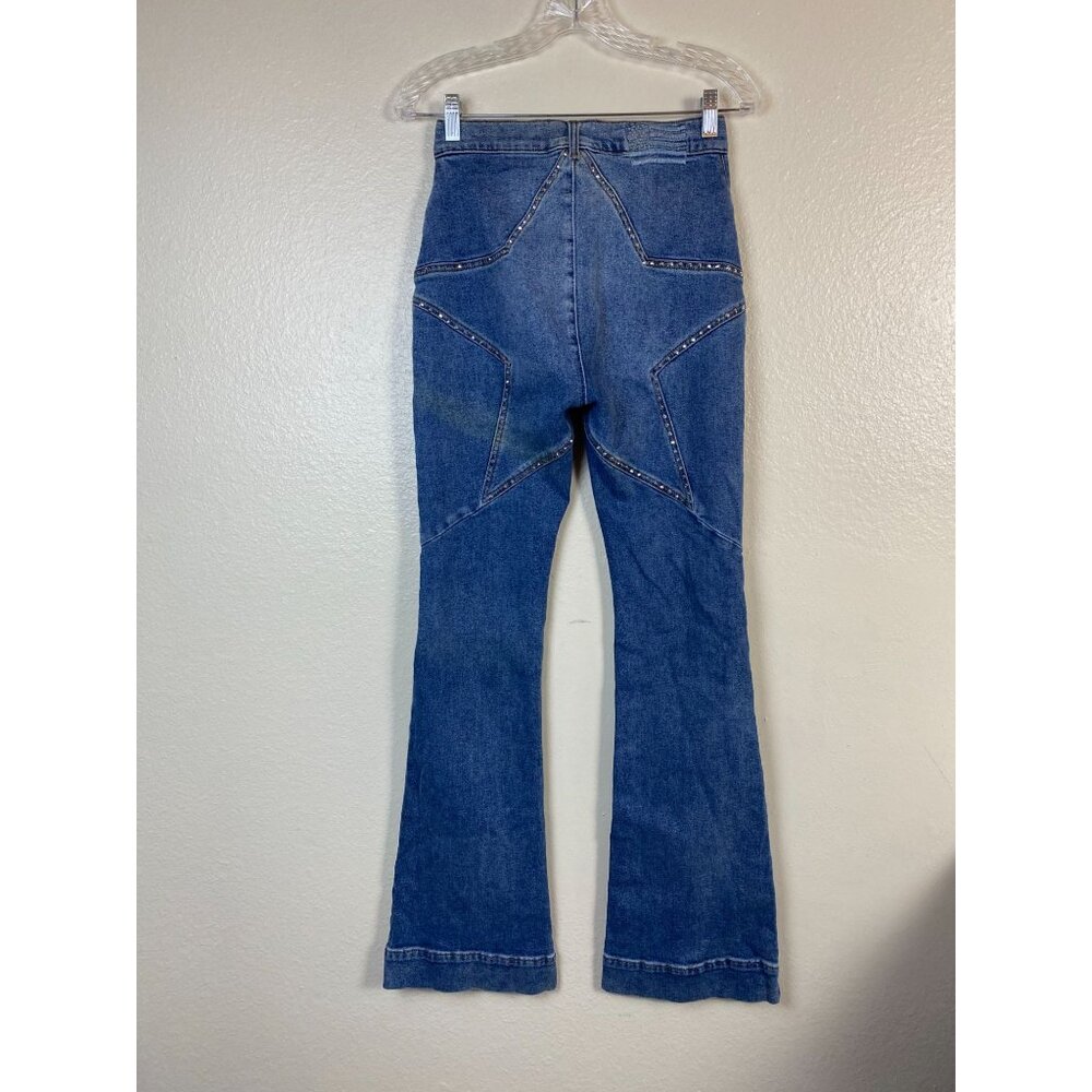 Revice Denim Blue Venus Star Studded Flare Jeans Size 27 Western Cowboy‎ Bill